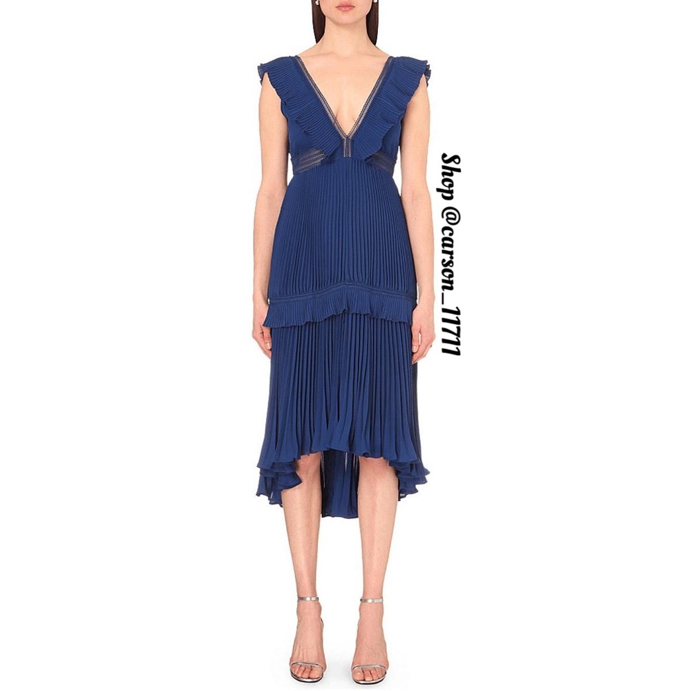 NWT Self Portrait Calla Plissé Flounced Dress US4 *Runs Small*